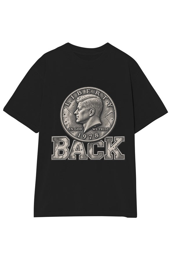 Half Back tee in athletic maroon — 1978 half dollar above BACK, YARD RULES