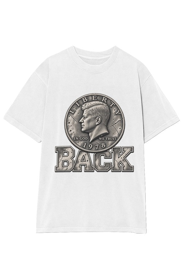 Half Back tee in brown — 1978 half dollar above BACK, YARD RULES