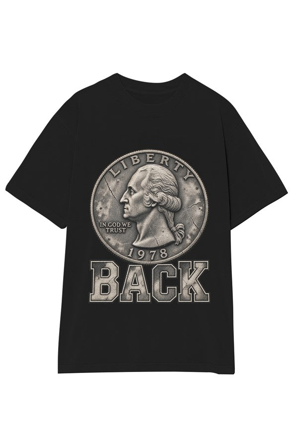 Quarter Back tee in brown — 1978 quarter above BACK, YARD RULES